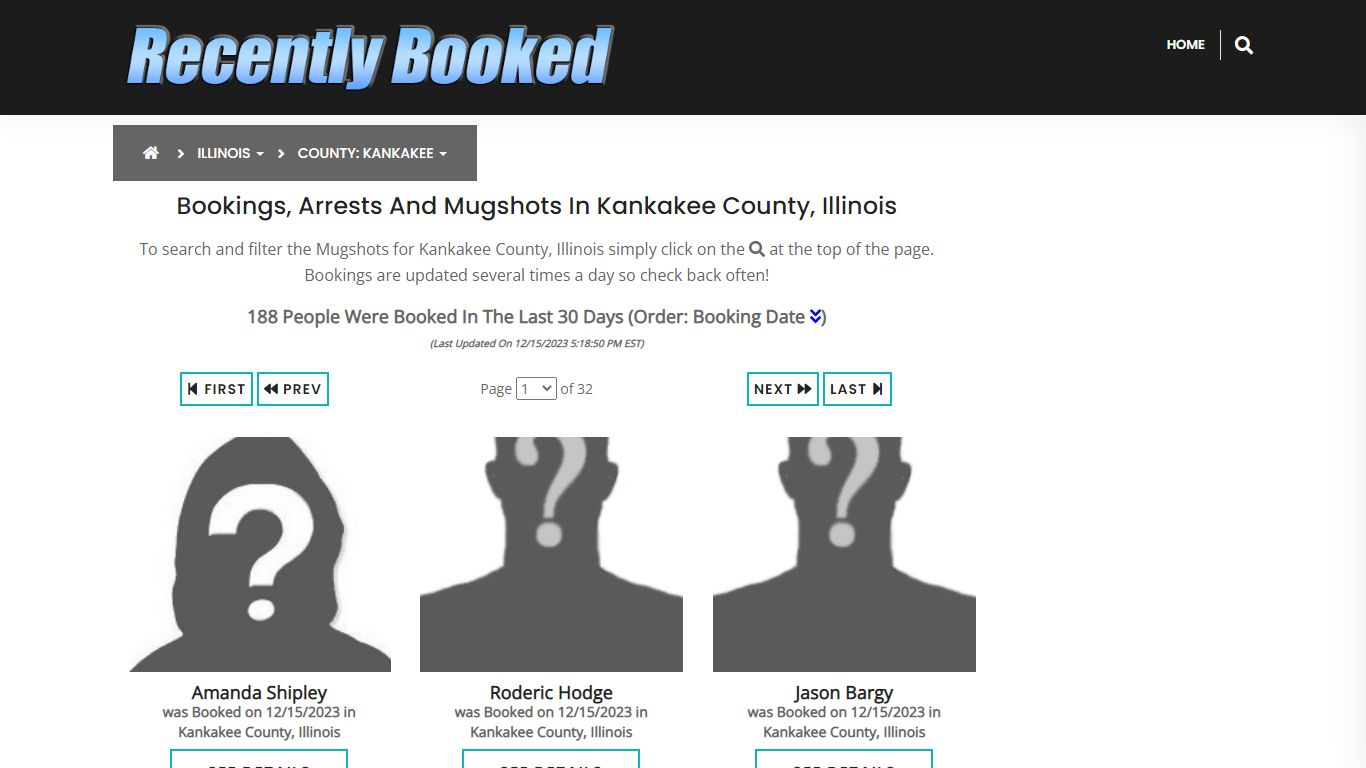 Bookings, Arrests and Mugshots in Kankakee County, Illinois